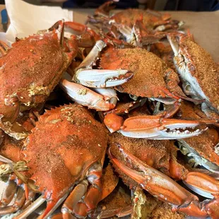 a pile of crabs on a plate