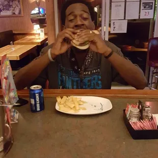 Enjoying a Bayside Delight Burger!