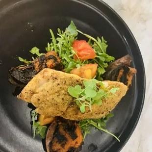 Cornmeal snapper with greens