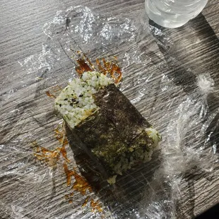 My son insisted on grabbing  Spam musubi again