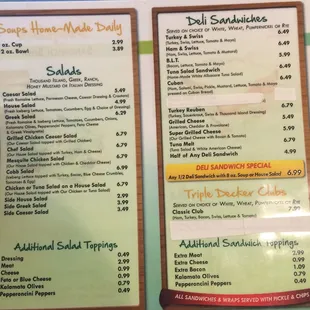 menu and prices