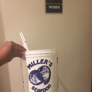 Found this oyster bucket by the restroom.  Prompted me to ask the Manager... he confirmed the foods were mostly all frozen foods