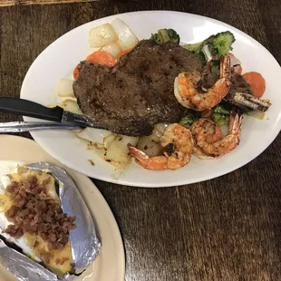 I wouldn't recommend the steak, it was too done when asked for medrare. Flavor was amazing though &amp; the shrimp was the best we ever had!!