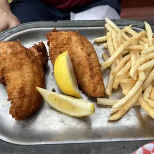fried walleye with extra filet plus fries