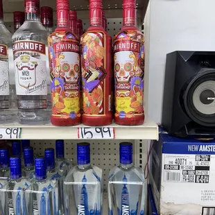 bottles of vodka on a shelf