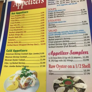 sushi and sashimi, menu