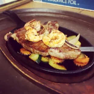 T-bone with Shrimp.