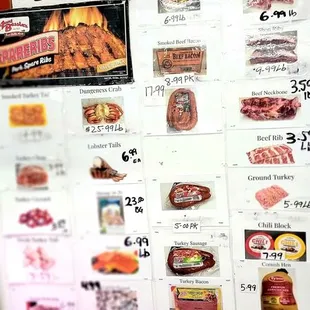 menus on a wall