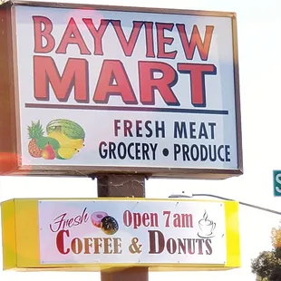 a sign for bayview mart