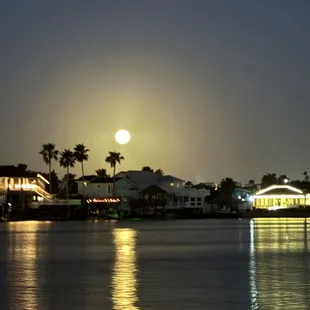Full moon and Christmas lights