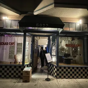 the entrance to the restaurant