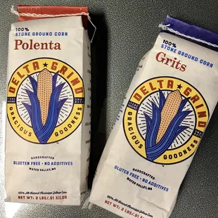 two bags of flour on a table