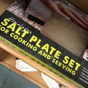 a box of salt plate set for cooking and serving