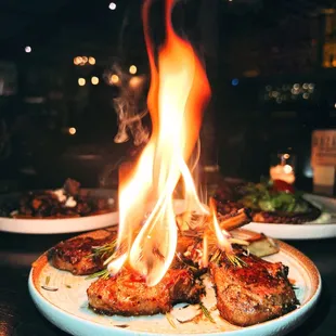 Lamb Chops with mint mustard coulis