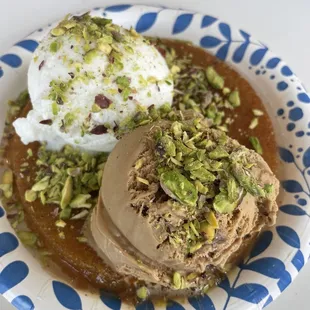 Kanafa with booza and coffee ice cream