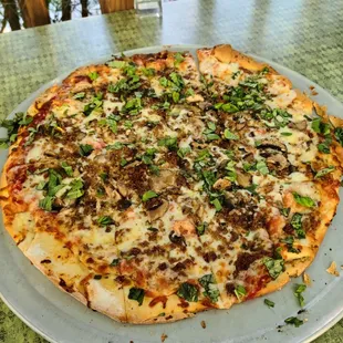 Largest size -basil, sausage, mushroom