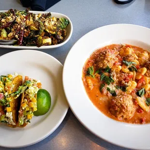 Gnocchi with Chicken Meatballs, Cilantro Lime Chicken Tacos, Kung Pao Brussel Sprouts