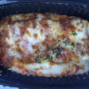 Gluten-free (on request, extra) eggplant parmesan.