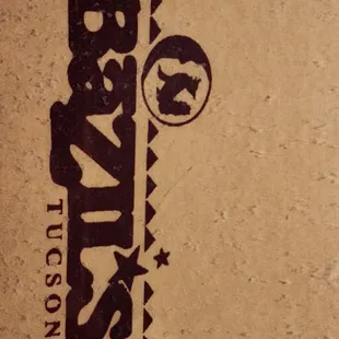 a close up of a pizza box