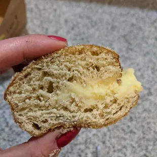 Stuffed brioche donut inside