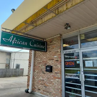 the entrance to the african cuisine restaurant