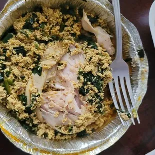 Ugusi soup and chicken