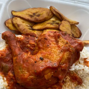 Coconut Rice with chicken and Plantain