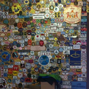One of the walls covered with patches!