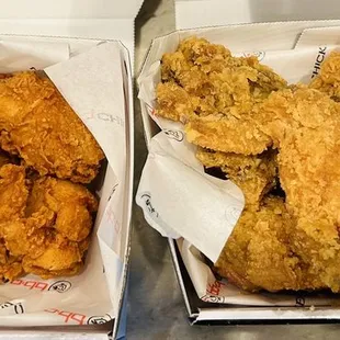 L-Spicy original wings ($19.19/8 wings) &amp; R-Half golden chicken ($19.19) good, but pricey AF