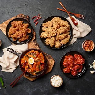 various dishes of food on a table