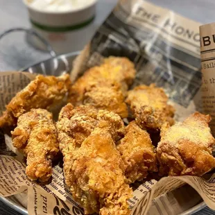 chicken wings and fried chicken, food