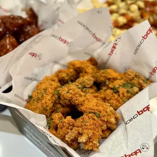 A new flavor! Red Chak Chak Boneless Wings are the same as the Golden Original but with a sprinkle of red pepper powder
