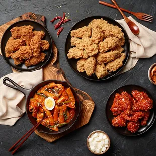 various dishes of food on a table