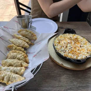 Dumplings + cheese corn