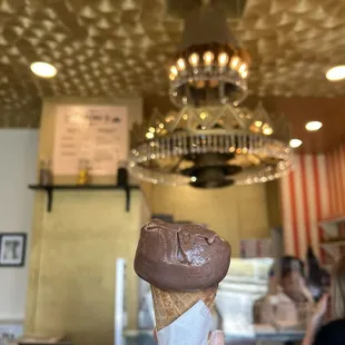 Chocolate Carmello on a cone