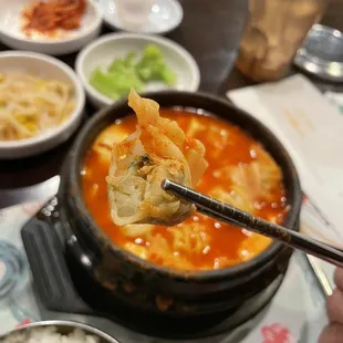 Dumpling tofu soup