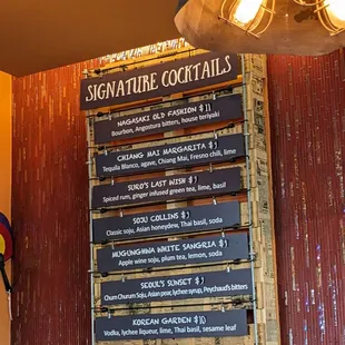 Cocktail menu