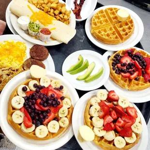 waffles, food