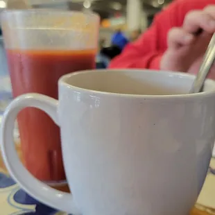 Tomato juice and their size  coffee