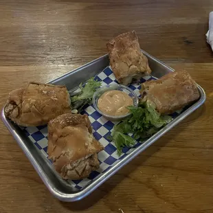 Mac and Cheese Eggrolls/Cheeseburger filled.