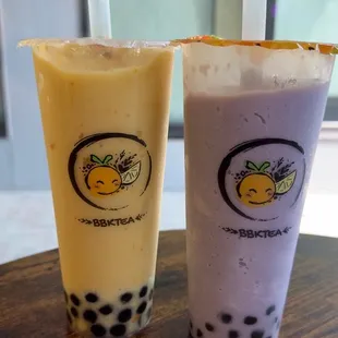 Mango smoothie and taro smoothie