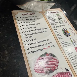 menu