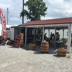 The outside. Kinda small, all outside