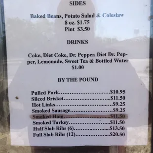 a menu for a bbq restaurant