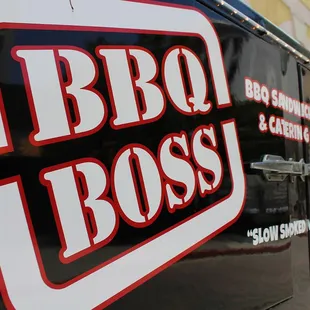 bbq boss logo on the side of a truck