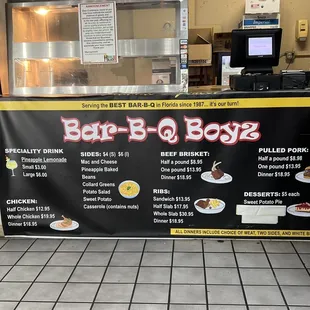 the menu for the bbq boyz
