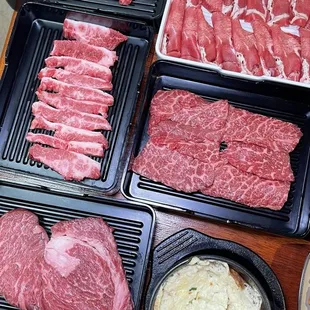 #1-4 &amp; 6 from the Wagyu omakase special menu &amp; Steamed egg