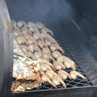 grilled shrimps on a grill