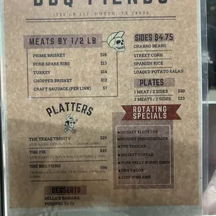 Food truck menu