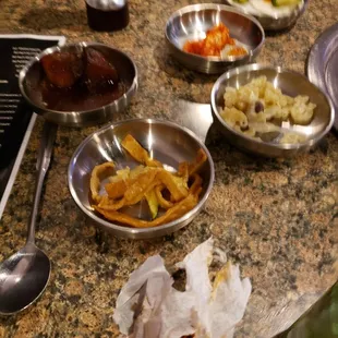 a variety of dishes on a table